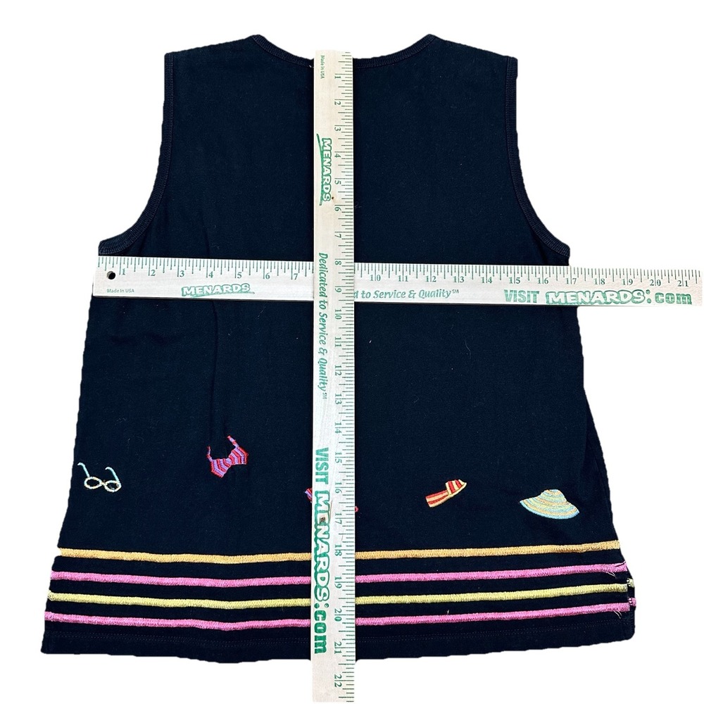 Michael Simon Lite Black Striped‎ Tank Top Beach Vacation Vintage 90's Women's S - Picture 5 of 5